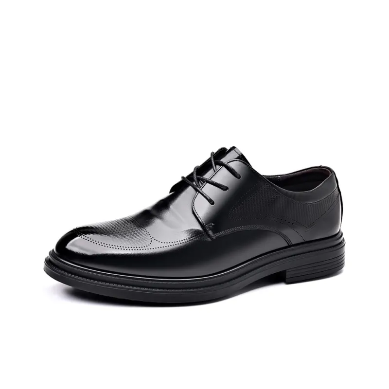 Kaltendin Top Grain Cow Leather Comfortable Versatile Business Casual Dress Shoes Men's Black-2