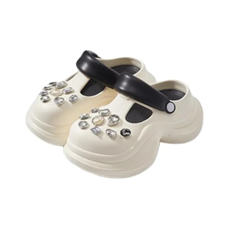 Yamada Hyakuju Women's Home Slippers White Pink, Blue White, Beige Black, Pink White-10