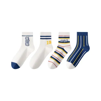 Cotton Gene Basketball Socks Men's 4 Pack Mixed Color