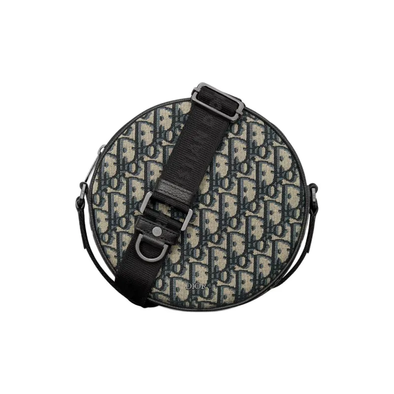 DIOR Cotton Round Bag, Messenger Bag, Shoulder Bag Women's Black-0