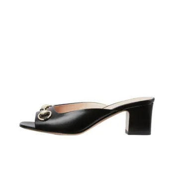 GUCCI Horsebit Slide Slippers 5.5cm Women's Black