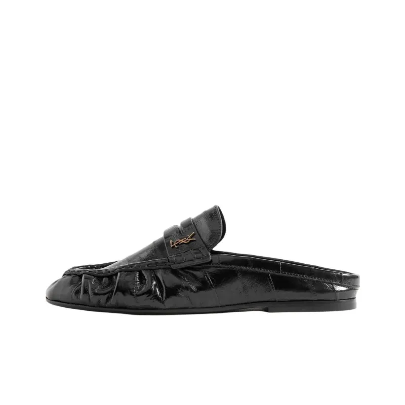 SAINT LAURENT LE LOAFER Wrap toe Slippers Women's Black-0
