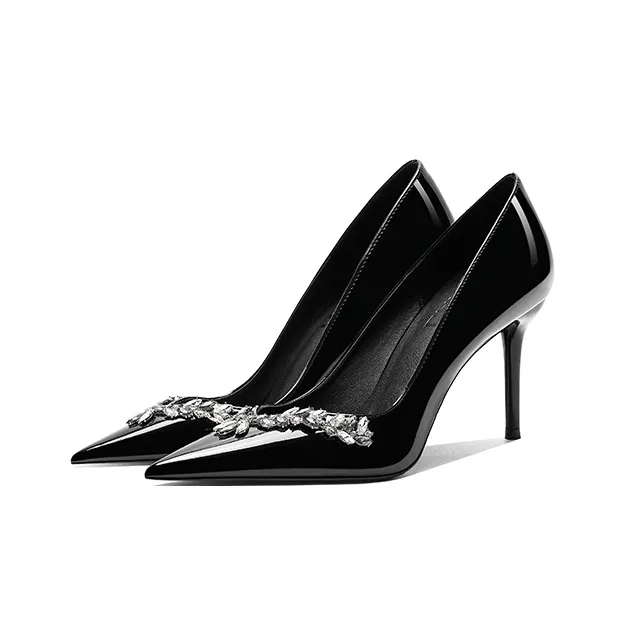 Crelinkxlat The Gift Box Is Luxurious, And The Rhinestones Are Elegant And Generous Slim Heel High Heels 8cm Women's-17