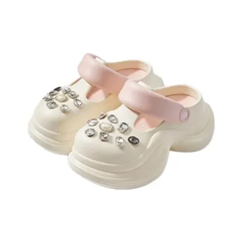 Yamada Hyakuju Women's Home Slippers White Pink, Blue White, Beige Black, Pink White