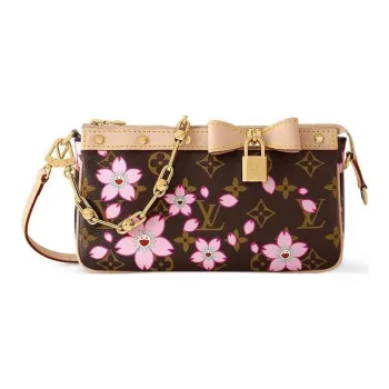 LOUIS VUITTON X Takashi Murakami Cherry Blossom Pochette Accessoires Sakura Brown
