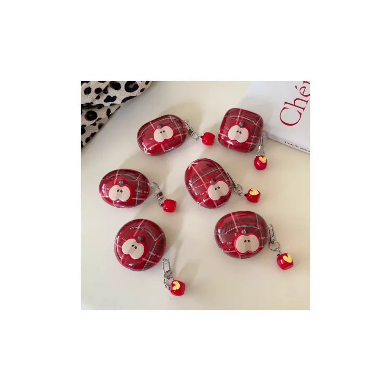 Kona Chun Compatibility  FreeBuds 5/6i/SE2 TPU 3D Effect Red Apple Plaid Fully Enclosed Headphone Cases-1