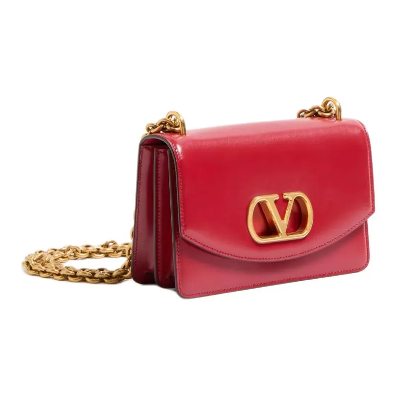 Valentino Cow Leather Shoulder Bag Small Size Women's Red-1