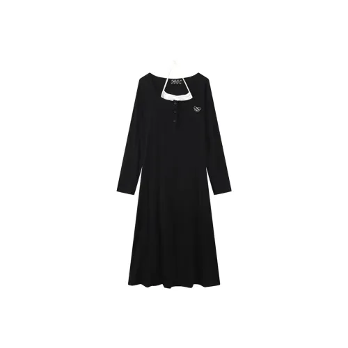 AFGGD Long Sleeved Dresses Women's Black