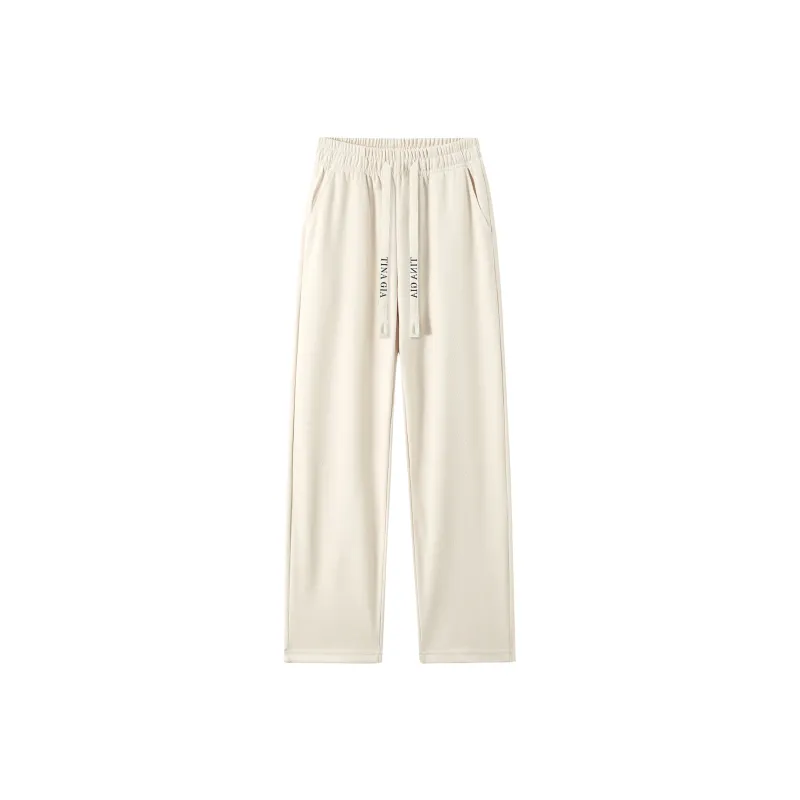 TINA GIA Knitted Sports Pants Unisex Beige Apricot-0