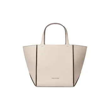 MICHAEL KORS Jordi Cow Leather Tote Bag, Shopping Bag, Handbag Medium Size Women's Light Sand