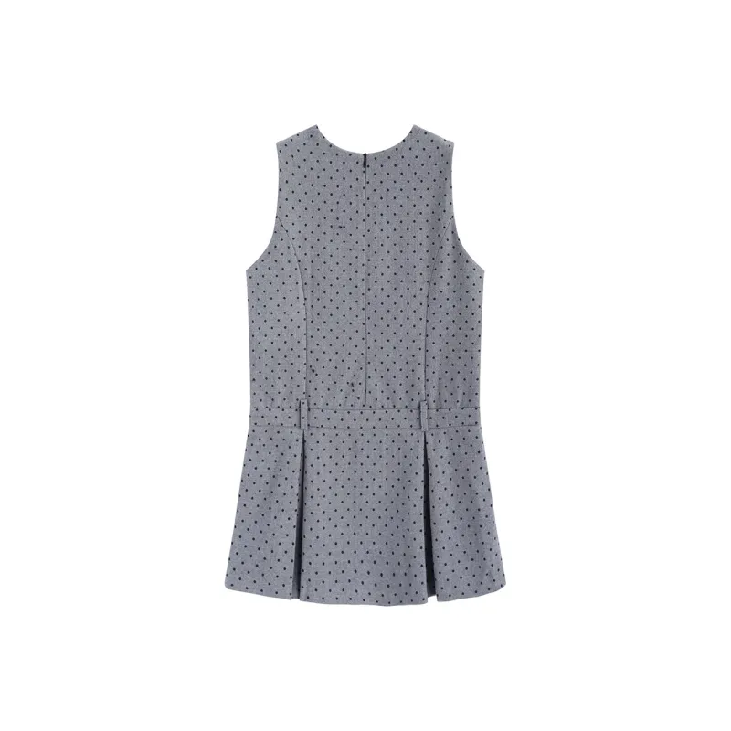 Garbege Sleeveless Dress Women's Gray Polka Dot-1