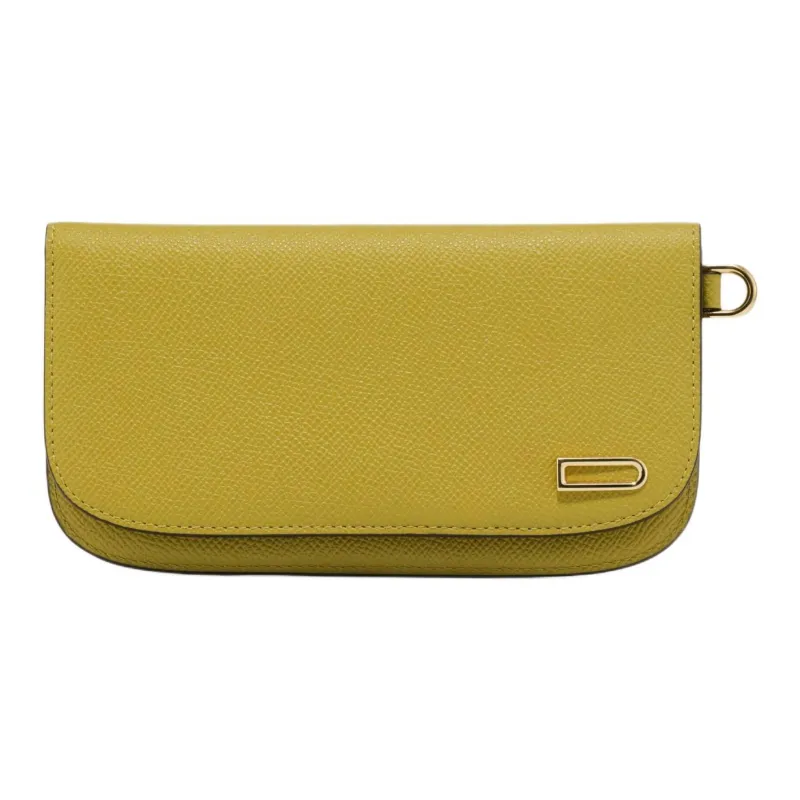 Delvau Alpina Calf Grain Calfskin Wallet Women's Monkey Peach-0