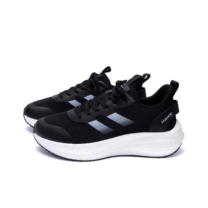 HUANQIU Height Increasing Wear Resistant Slip Resistant Low Top Casual Running Shoes Men's Black-1