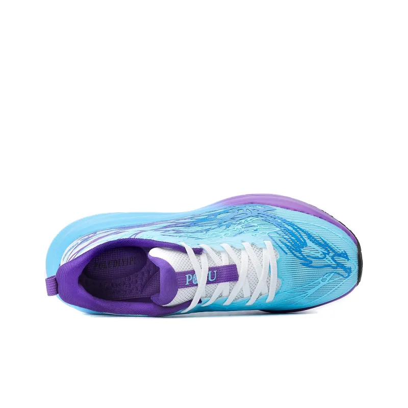 POLUDIYIPI Breathable Lightweight Height Increasing Low Top Carbon Plate Casual Running Shoes Unisex Purple Ice Blue-3