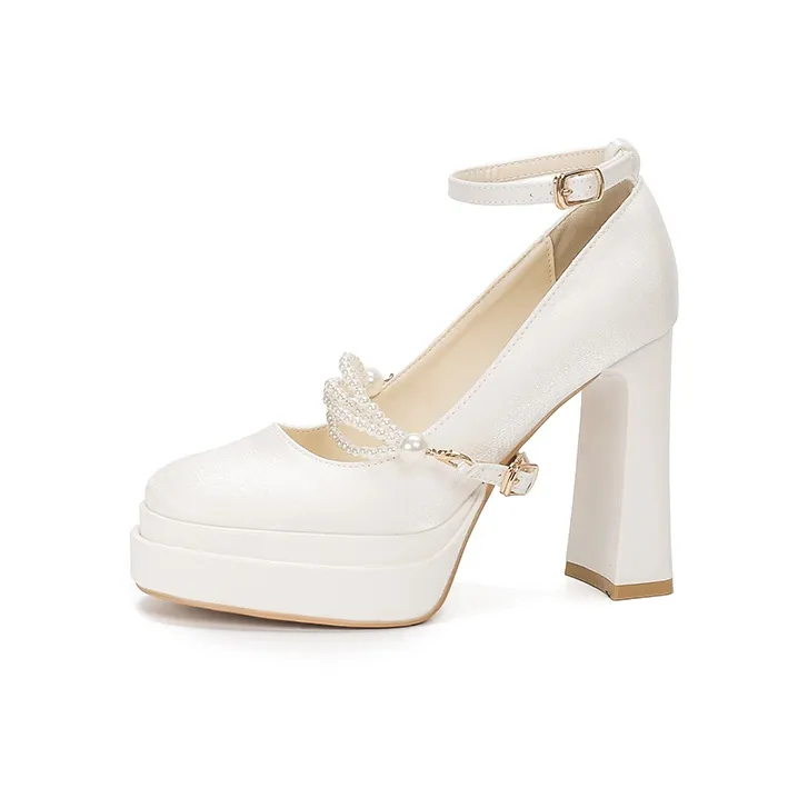 Bamiti Chunky Heel High Heels 11cm Women's-7