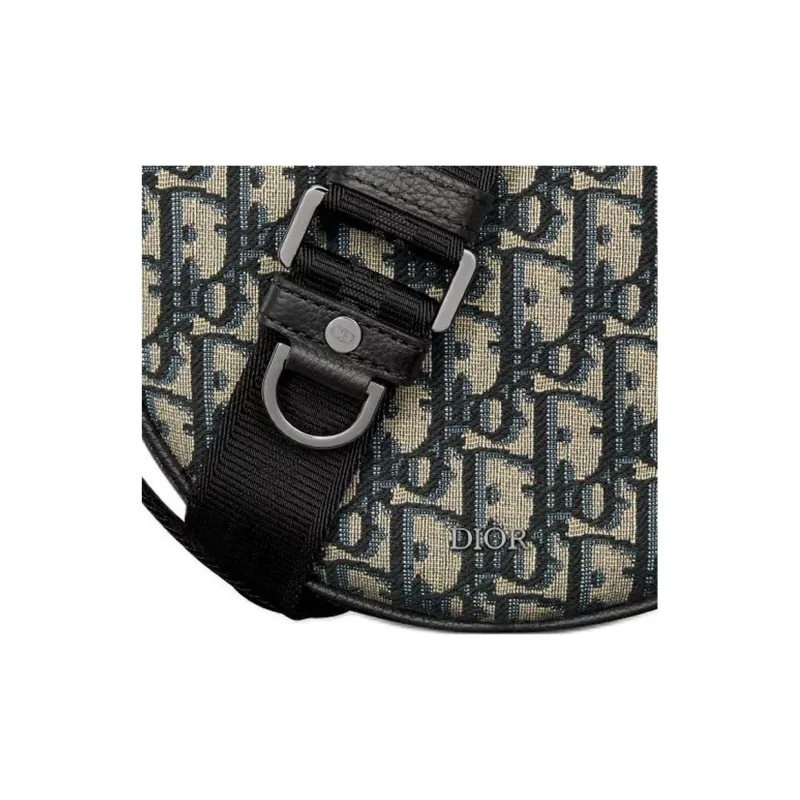 DIOR Cotton Round Bag, Messenger Bag, Shoulder Bag Women's Black-5