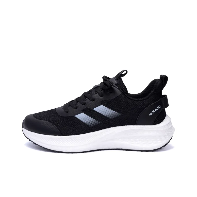 HUANQIU Height Increasing Wear Resistant Slip Resistant Low Top Casual Running Shoes Men's Black-0