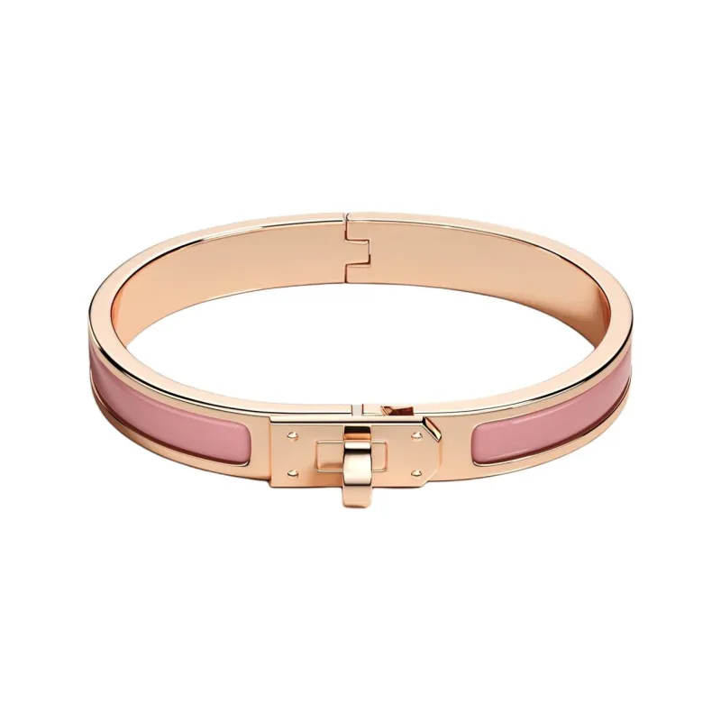 HERMES Enamel Bangles Women's Pink-0