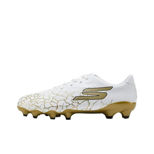 Skechers Artificial Ground Anti Slip Wear Resistant Soccer Shoes Men's White Gold