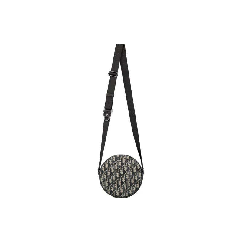 DIOR Cotton Round Bag, Messenger Bag, Shoulder Bag Women's Black-4