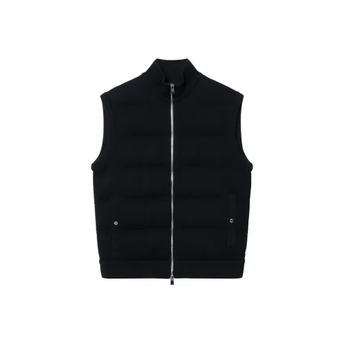 HUGO BOSS Regular Fit Gilet In A Ribbed Cotton Blend Vest Men's Black