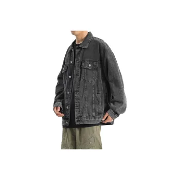33TH Denim Jacket Unisex Black Gray Color