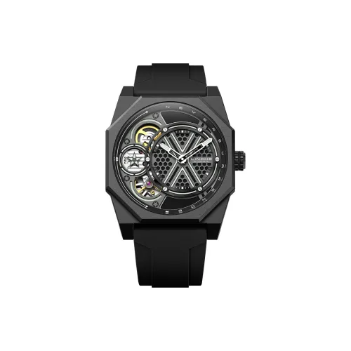 LINGKE Water Resistant Glow in The Dark Automatic Mechanical Movement Silicone Strap Watch Men's Watches Cut Out Dial