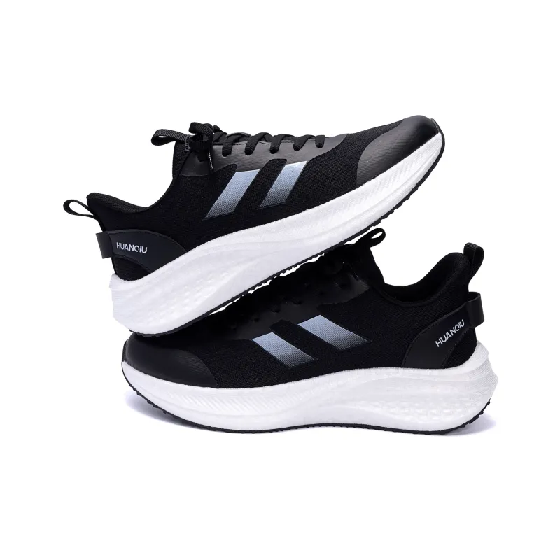 HUANQIU Height Increasing Wear Resistant Slip Resistant Low Top Casual Running Shoes Men's Black-4