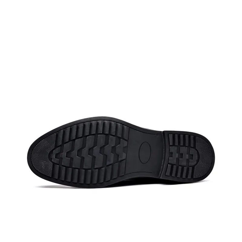 Kaltendin Top Grain Cow Leather Comfortable Versatile Business Casual Dress Shoes Men's Black-5