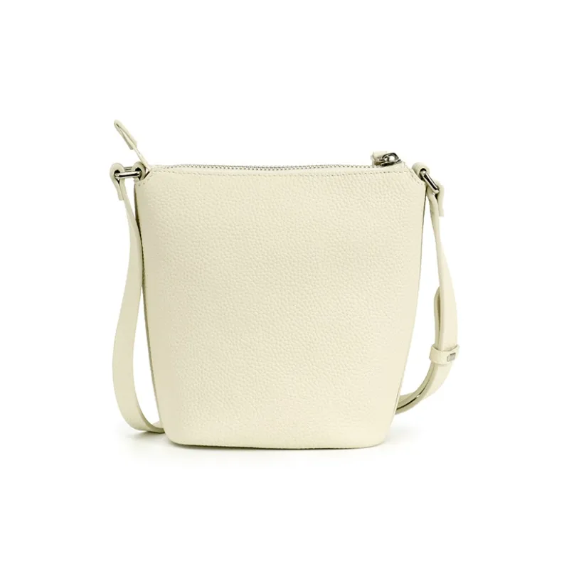 ELLE Top Grain Cow Leather Tote Crossbody Bag Regular Women's White/Pink-2