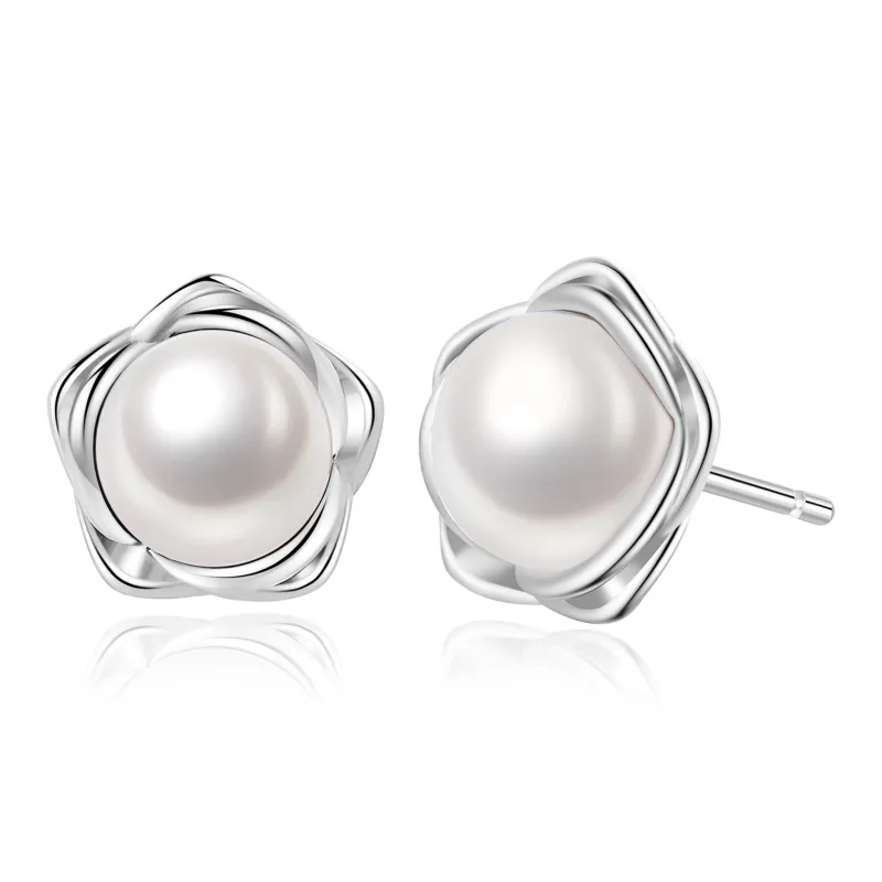 Lao Feng Xiang Pearl Stud Earrings Women's-0