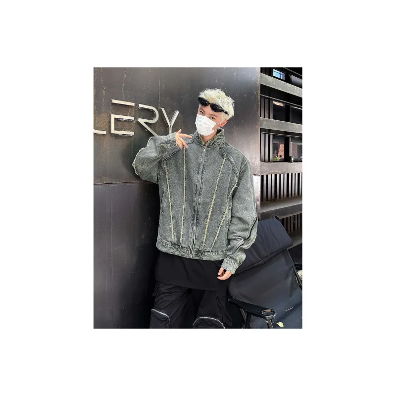 PAINT STAIN Denim Jacket Unisex Blue-3