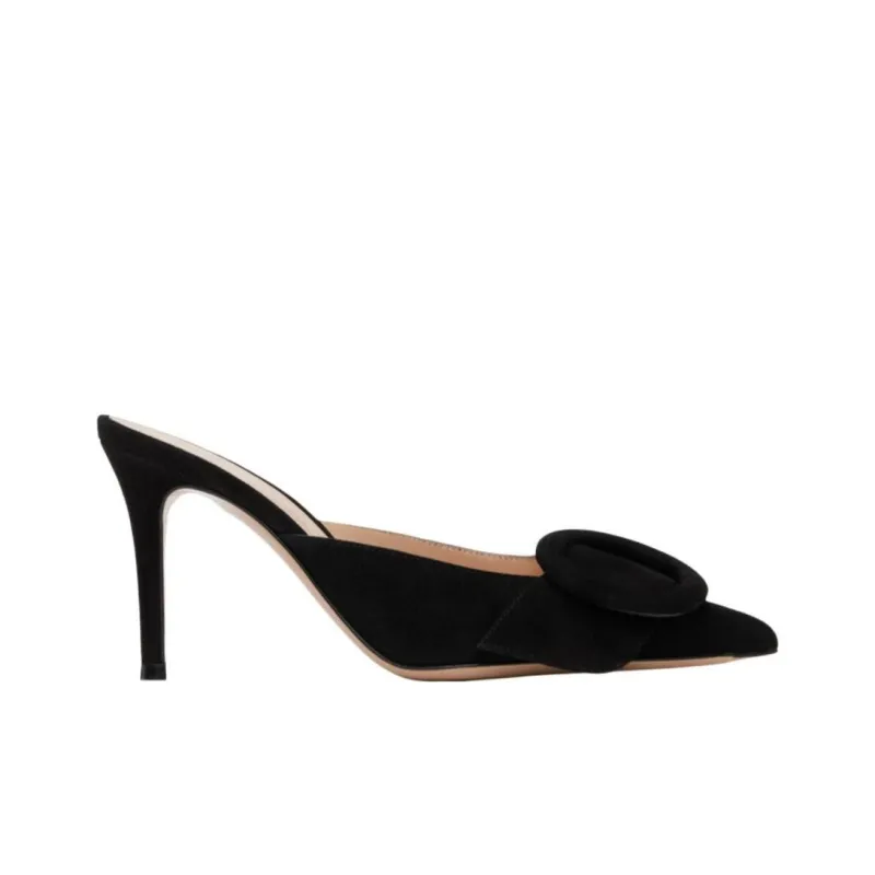 GIANVITO ROSSI Portofino Quiet Wrap toe Slippers Women's Black-1
