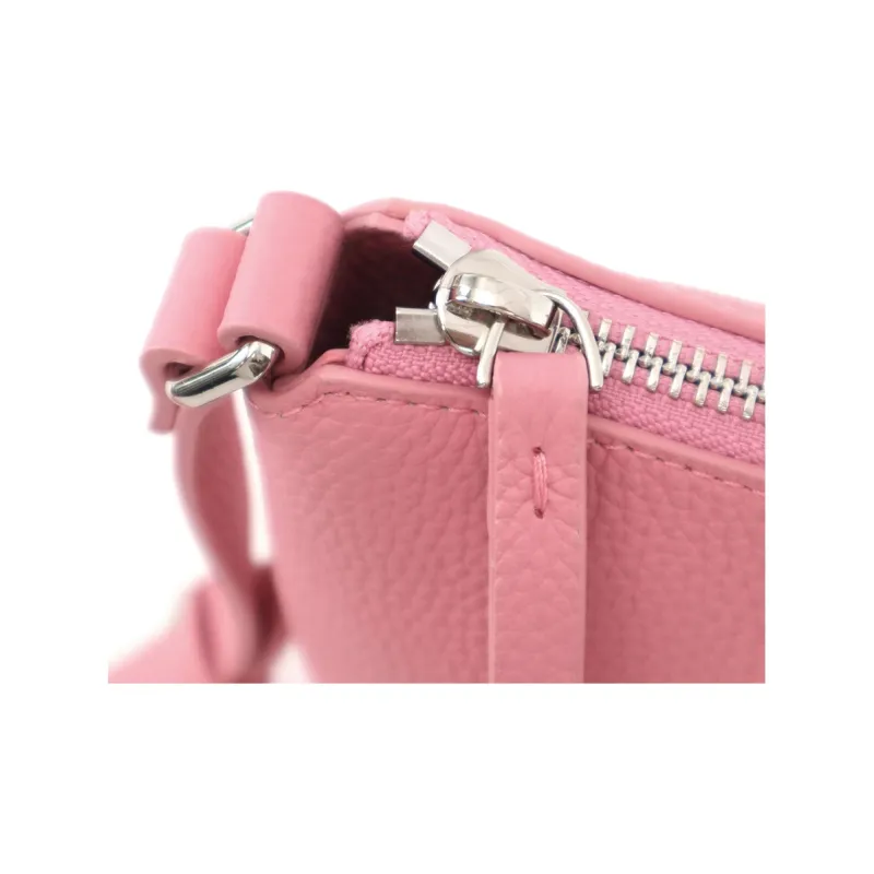 ELLE Top Grain Cow Leather Tote Crossbody Bag Regular Women's White/Pink-9
