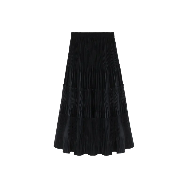 Alxnan Casual Long Skirts Women's Black-4