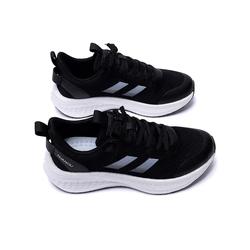 HUANQIU Height Increasing Wear Resistant Slip Resistant Low Top Casual Running Shoes Men's Black-3