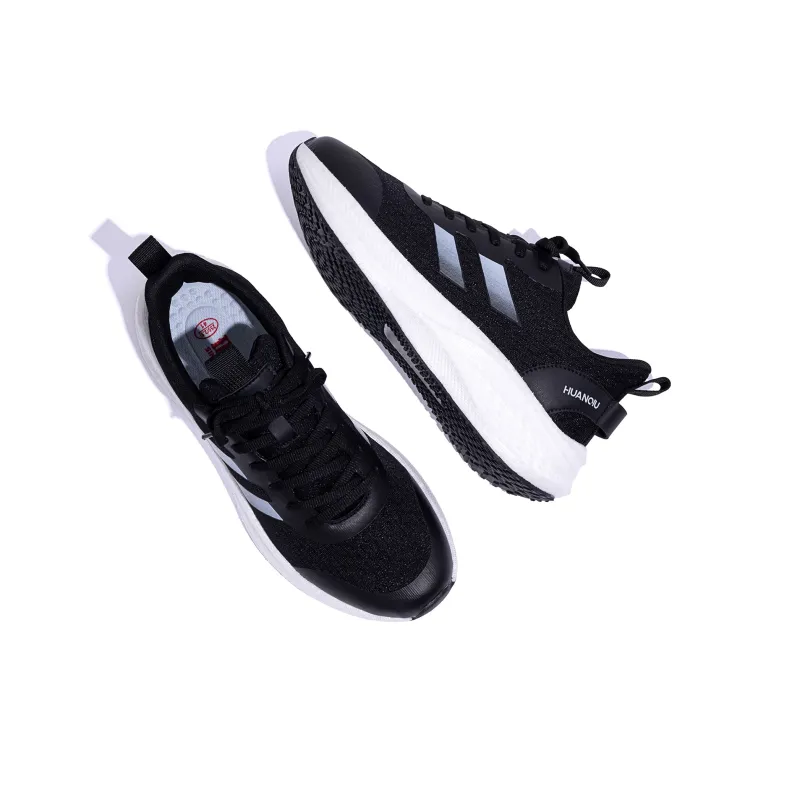 HUANQIU Height Increasing Wear Resistant Slip Resistant Low Top Casual Running Shoes Men's Black-6