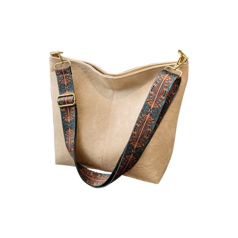 Yalu PU Tote Bag, Shopping Bag, Shoulder Bag Unisex Black/Ecru-6