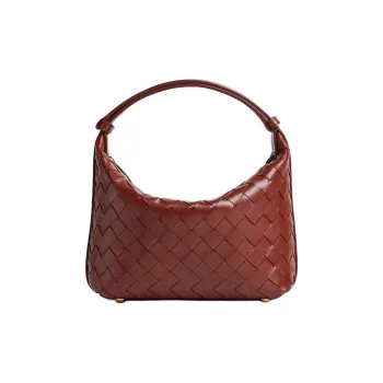 Bottega Veneta Wallace Cow Leather Handbag Regular Women's Sapele Red