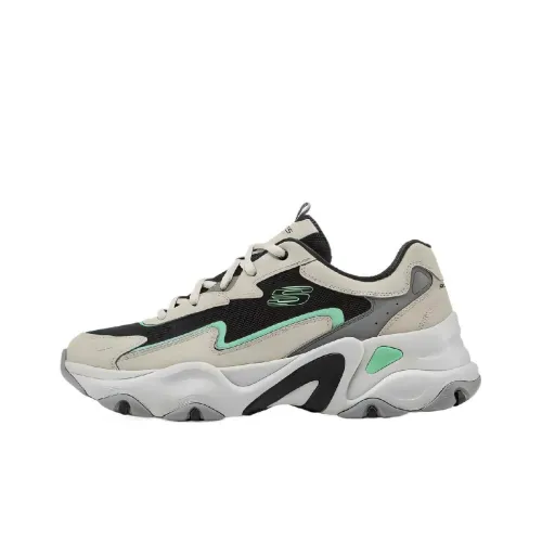 Skechers DLITES Slip Resistant, Abrasion Resistant, And Balanced Low Top Chunky Sneakers Men's Black Gray Green