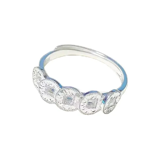 Old Qingyun Silver Building 999 Fine Silver Rings Unisex-0