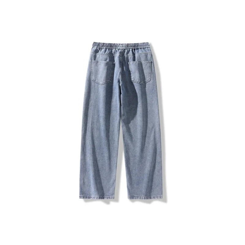 SIFLYTO Distressed Straight Fit Drawstring Jeans Unisex-5