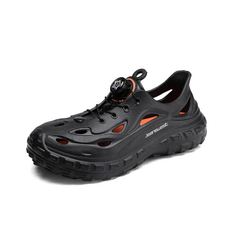 JEANSWEST New National Innovation, Classic Pure Black Design Style Clogs Men's-11