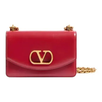Valentino Cow Leather Shoulder Bag Small Size Women's Red