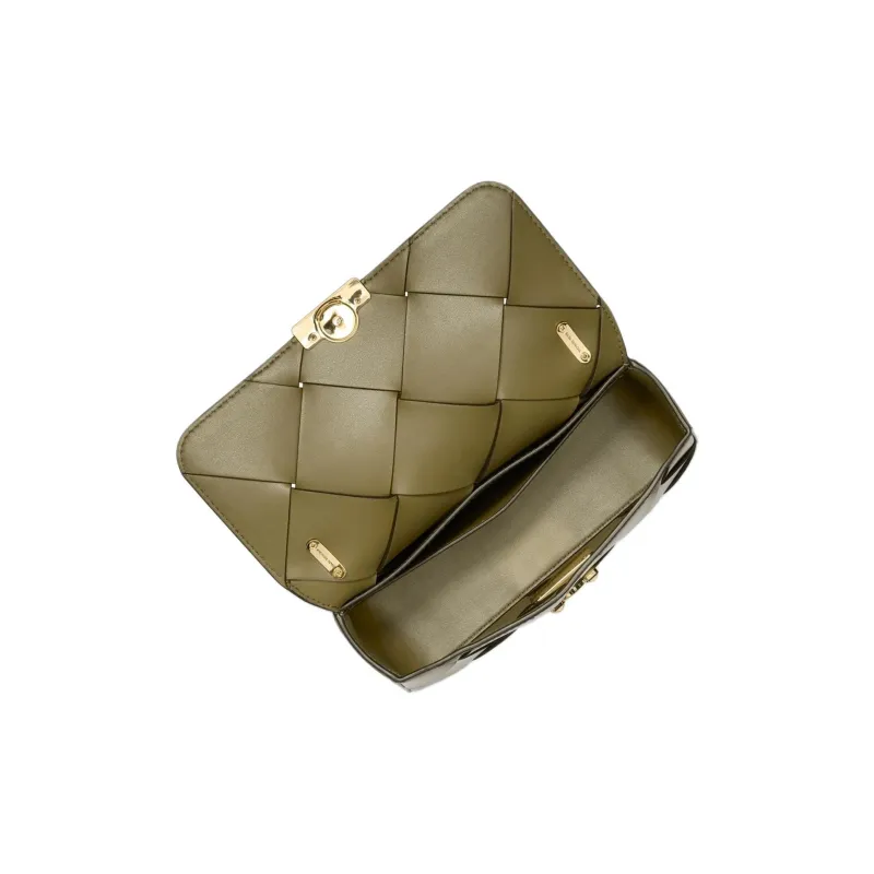 MICHAEL KORS Tribeca Cow Leather Shoulder Bag Small Size Women's Army Green-1