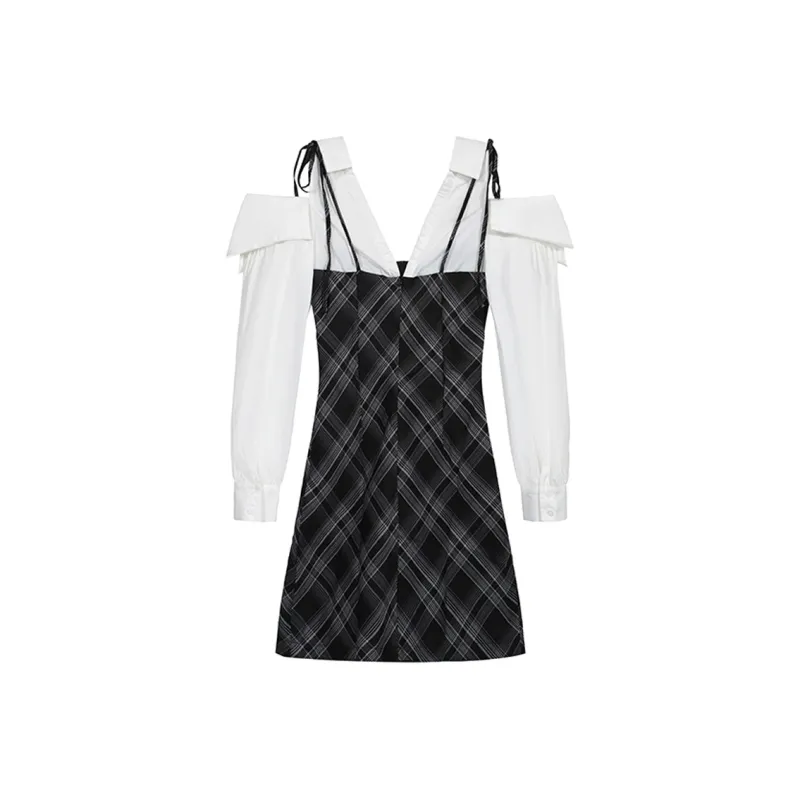 AFGGD Long Sleeved Dresses Women's Plaid-1