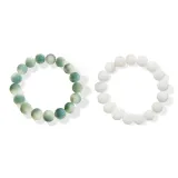 Auspicious Auspicious Beaded Bracelet 1 Pair (Green+White Crystal)