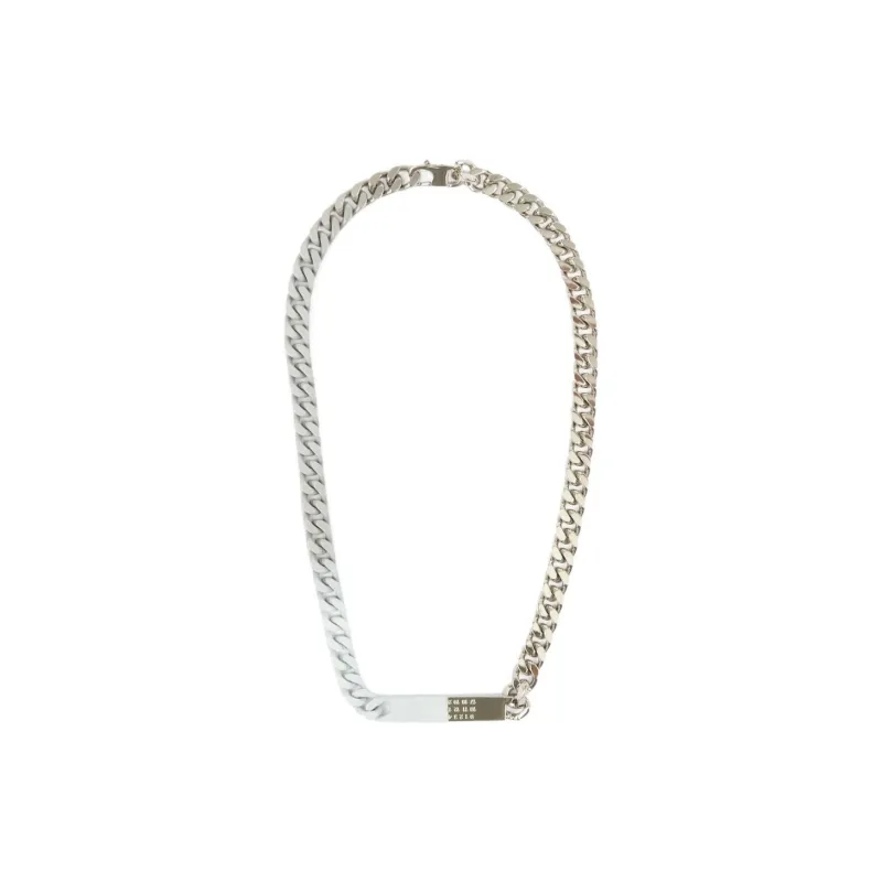 MM6 Maison Margiela Minimal Logo Id Tag Curb Necklace-0
