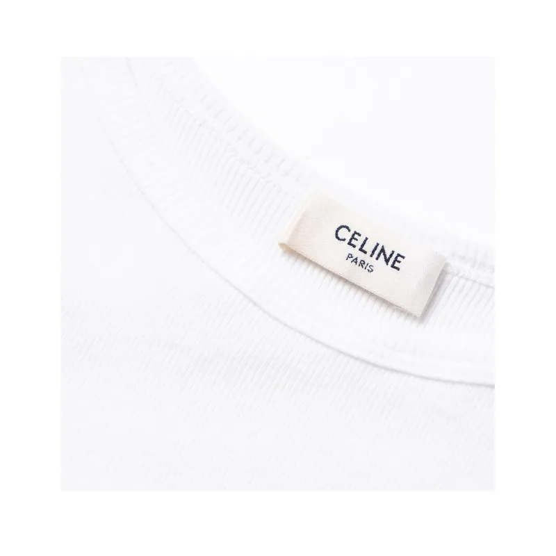 CELINE Triomphe Tank Top In Ribbed Cotton-4