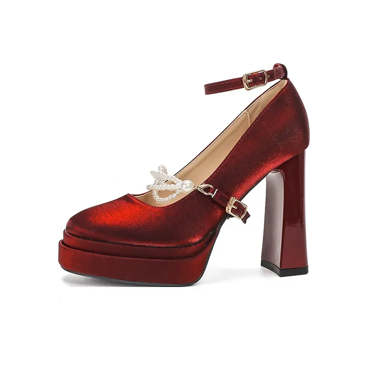 Bamiti Chunky Heel High Heels 11cm Women's-14